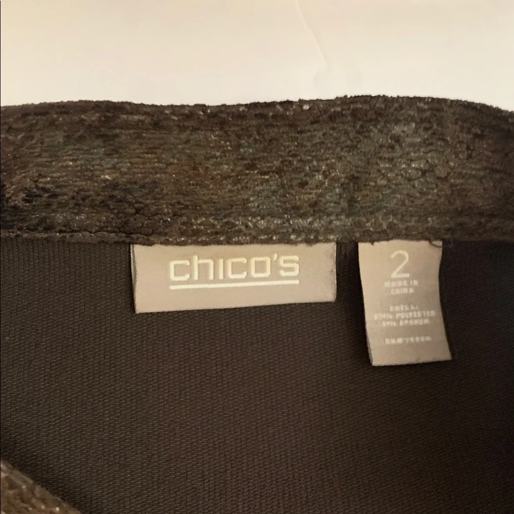 Chico's Dark Brown Metallic Jacket Sz 2 $119 - Picture 2 of 11